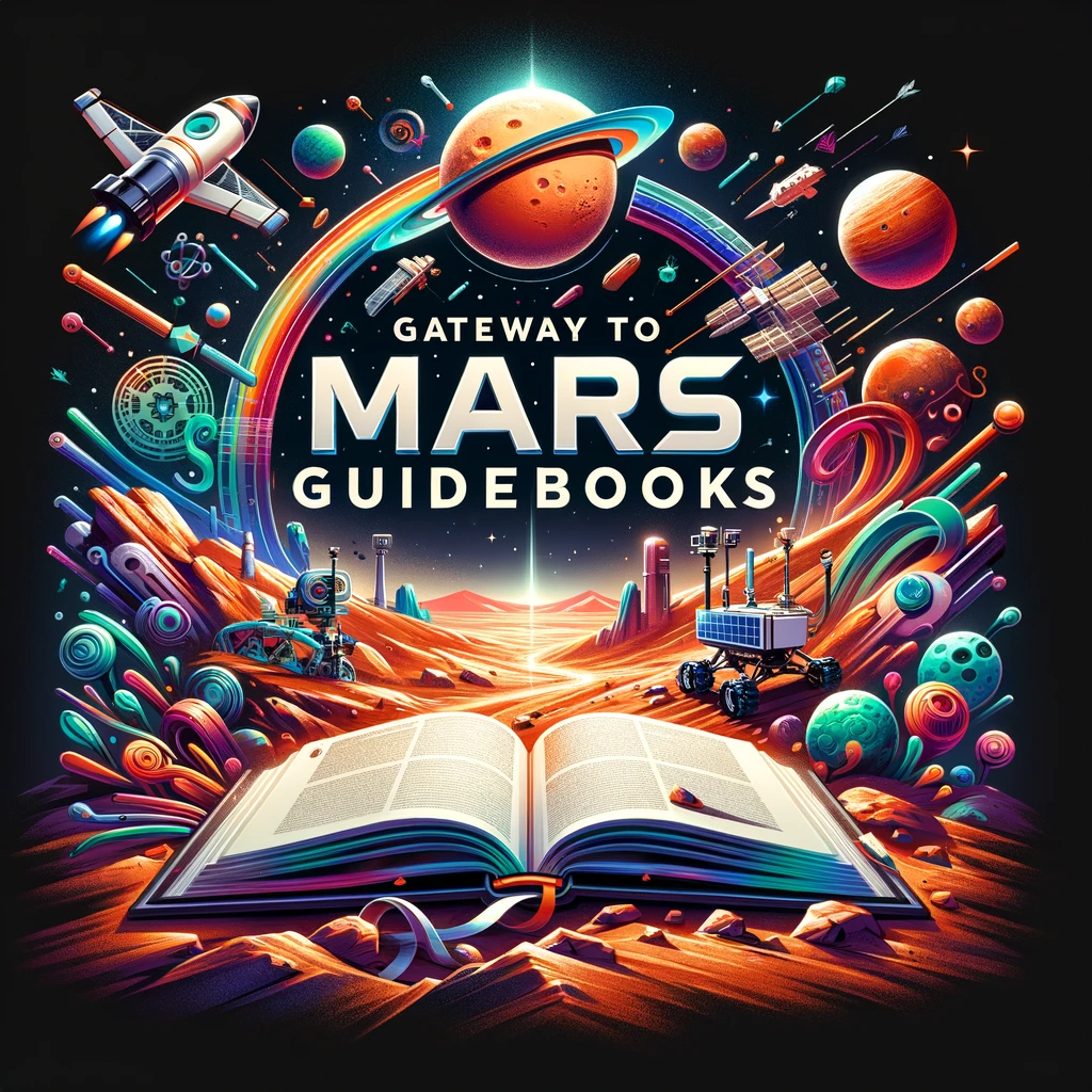 Book open on Mars with colorful graphics